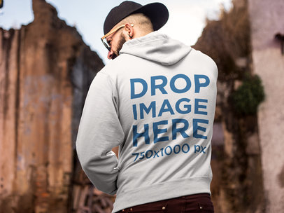 Download Placeit - Bearded Hipster Man at Demolition Site Hoodie Mockup
